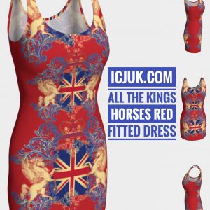 ICJUK All the Kings Horses Red Bodycon Sexy Exclusive Custom Printed Dress