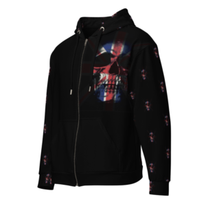 ICJUK All-Over Print Unisex Zipper Hoodie large UK Skull