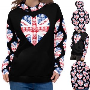 Exclusive Unisex Love Skull All over print pullover Hoody