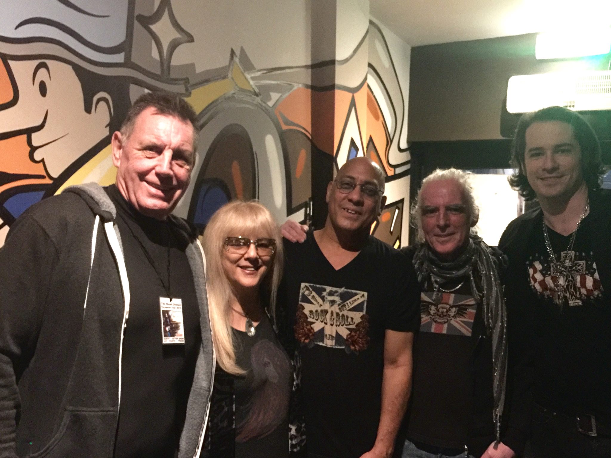 How many ICJUK designs can you see here?! Super lovely to receive this photo this evening from Ryan McGarvy - from left to right My Dad, My Mum, My Bridesmaid aka Carmine Rojas, Manni (Tour Manager) and Ryan after their show tonight in the UK! 