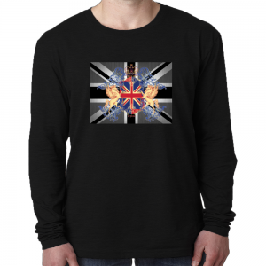 Black and White Union Jack All the Kings Horses Unisex Long Sleeve Tri blend