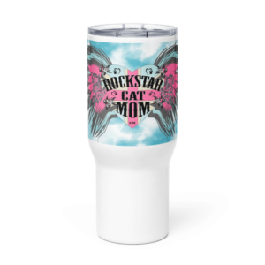 ICJUK Stainless Steel Travel Mug – Hot & Cold Beverage Tumbler Rockstar Cat Mom