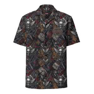 ICJUK Tartan & Chains: Skull Dominion Unisex Button down short sleeve shirt