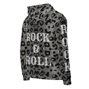 ICJUK All-Over Print Unisex Zipper Hoodie Rock and Roll silver tones animal print