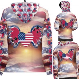 Exclusive Unisex USA Sunset Peace Love Freedom All over print pullover Hoody