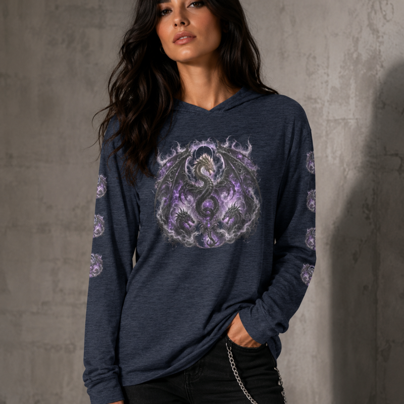 ICJUK Purple Eternal Dragon Unisex Long Sleeve Hooded Tee