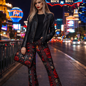 ICJUK Crimson Devotion Rockstar Flare Leggings