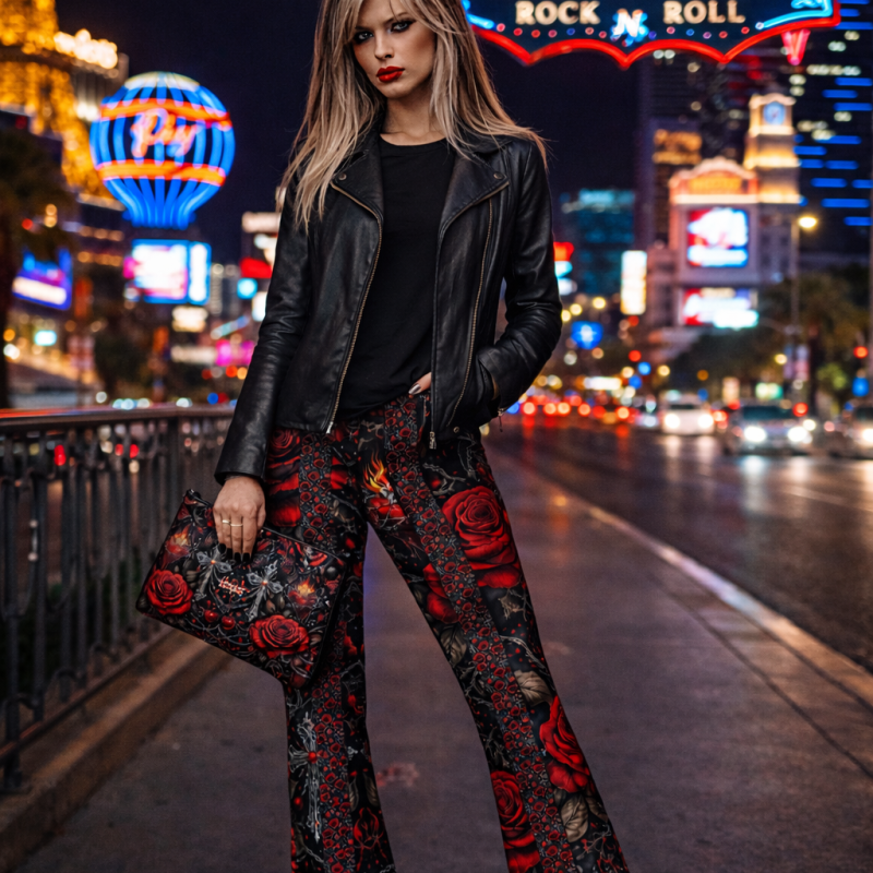 ICJUK Crimson Devotion Rockstar Flare Leggings