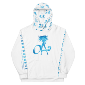 Exclusive Unisex White OA Electric Blue Beachbabe All over print Hoody