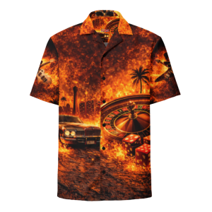 ICJUK Vegas Flames Unisex Button down short sleeve shirt