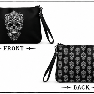 ICJUK Gothic Rose Skull Zip Clutch Pouch