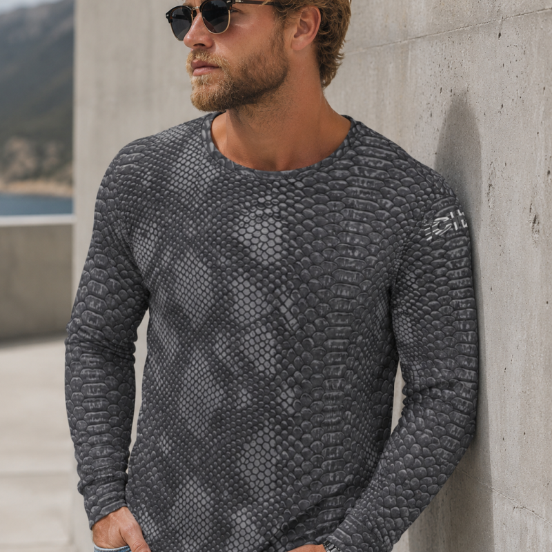 Men's Slim fit Long Sleeve Tee Snakeskin Pattern