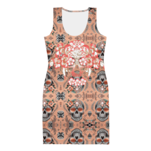 Exclusive Comfy soft Bodycon Dress Ocean Anarchy Floral Skull