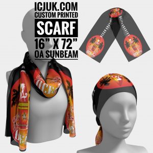 OA Sunbeam Surfboard Designer Sheer Chiffon Custom Printed Scarf