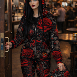 ICJUK Crimson Devotion All-Over Print Unisex Zipper Hoodie