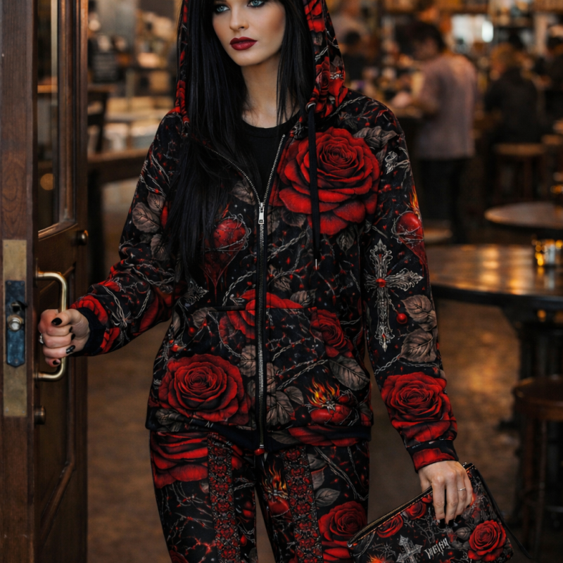 ICJUK Crimson Devotion All-Over Print Unisex Zipper Hoodie