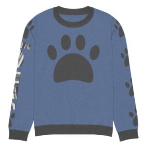 ICJUK Demin Blue Paw Print Knit Sweater