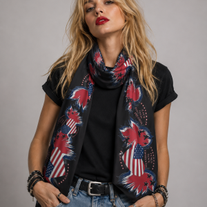 ICJUK Union Jack Peace Love Freedom Designer Sheer Chiffon Custom Printed Scarf
