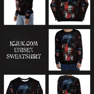 ICJUK All-Over Print Unisex Sweatshirt Large USA Skull
