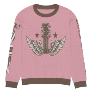 ICJUK Rock and Roll Guitar Star Knit Sweater Pink and Toffee