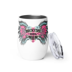 ICJUK Custom Wine Tumbler Rockstar Dog Mom