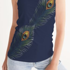 Ladies Tank all over print Navy Peacock