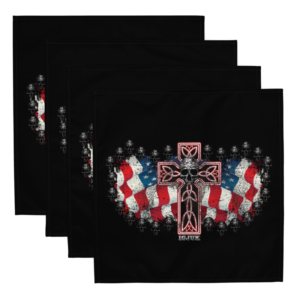 Exclusive Rocking ICJUK Cloth Napkin Set USA Cross and Skull