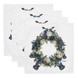 Exclusive Rocking ICJUK Cloth Napkin Set Floral Guitar Drums