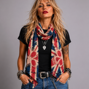 ICJUK Skulls Galore Designer Sheer Chiffon Custom Printed Scarf