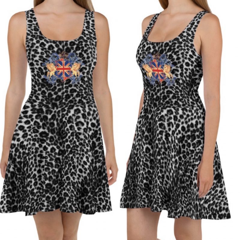 Black and White Leopard Print All the Kings Horses Exclusive Custom made Skater Style Dress