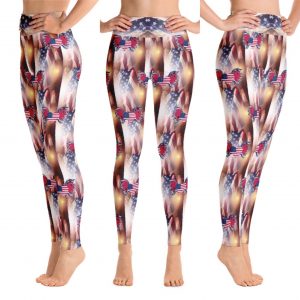 Exclusive Custom printed USA Sunset Peace Love Freedom Leggings