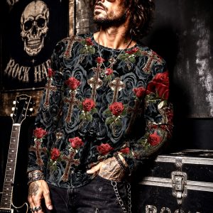 Men’s Slim fit Long Sleeve Tee ICJUK Scarlet Serenade Revolt