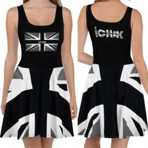 Exclusive ICJUK Black and White Union Jack Custom made Skater Style Dress