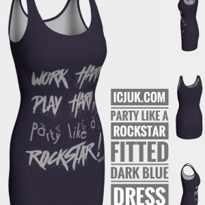 ICJUK Party Like A Rockstar dark blue Bodycon Sexy Exclusive Custom Printed Dress