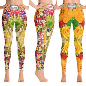 Exclusive Vibrant Floral ICJUK Logo Custom printed Leggings