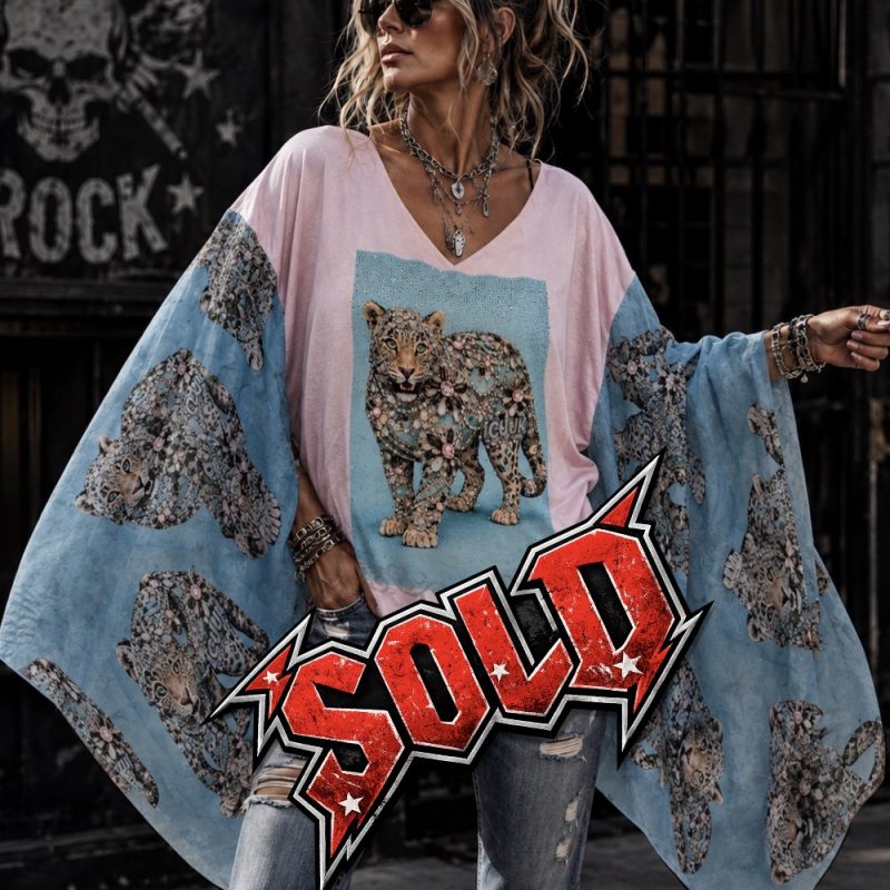 One of a Kind ICJUK Pink Leopard Luxe Poncho
