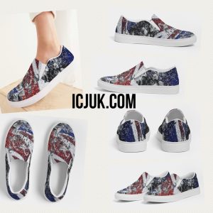 Women’s Slip-On Canvas Shoe Union Jack Black and White Leopard