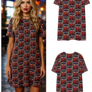 ICJUK Brit Chick All-Over Print T-Shirt Dress