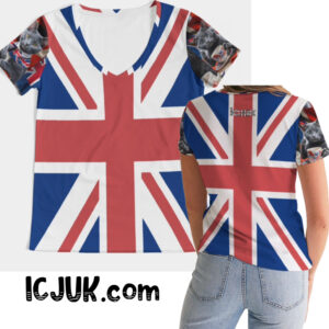 All over Print Women’s V-Neck Tee Union Jack Tea Cats