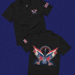 ICJUK Unisex Button down short sleeve shirt Guitar Wings