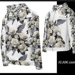 ICJUK All-Over Print Unisex Zipper Hoodie Heavenly Bloom Wings