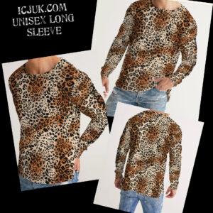 Men’s Slim fit Long Sleeve Tee Leopard Print Rock and Roll