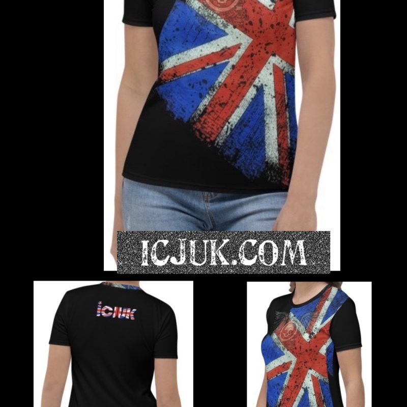 ICJUK Classic off Centered with Skull & Wings Union Jack Exclusive Women's Crew Neck T-Shirt All over Print