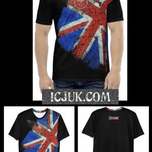 ICJUK Classic off centered Union Jack with skull and wings Crew neck all over print