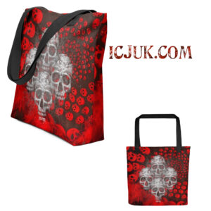Exclusive All Over Print Tote Red Skull Quadskulls