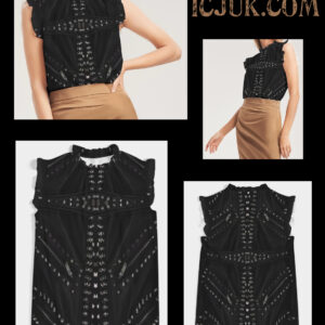 ICJUK Charming Ruffle Sleeve Top Rock and Roll Zippers