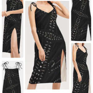 ICJUK Women’s Tie Strap Split Dress Rock and Roll Zippers