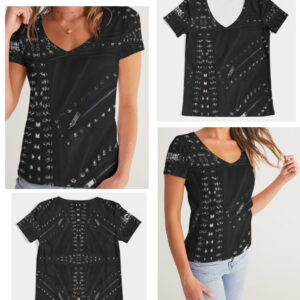 All over Print Women’s V-Neck Tee Rock and Roll Zippers