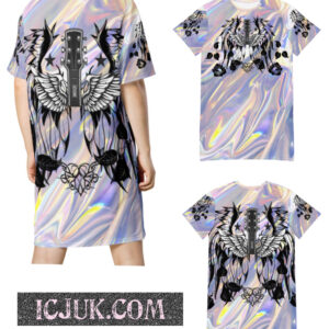 ICJUK All-Over Print T-Shirt Dress iridescent Angels Serenade