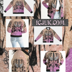 Exclusive ICJUK Custom made Women’s Bomber Jacket Pink Ombre Angels Serenade